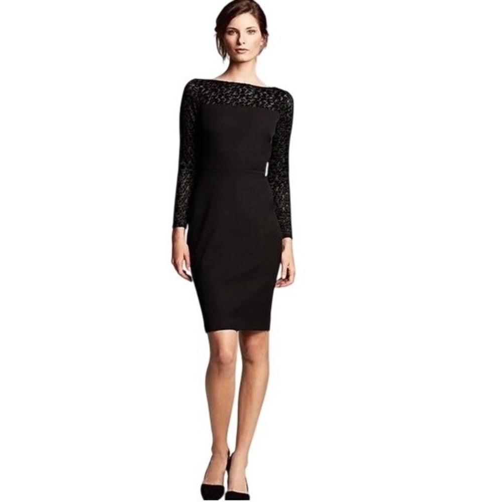 Roland Mouret x Banana Republic Black Lace Sheath Cocktail Dress Size 6